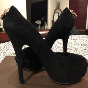Gorgeous black suede LV heels. 100% authentic!